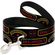 Dog Leash - DEADPOOL'S CHIMICHANGAS and Logo Black/Gold/Red Dog Leashes Marvel Comics