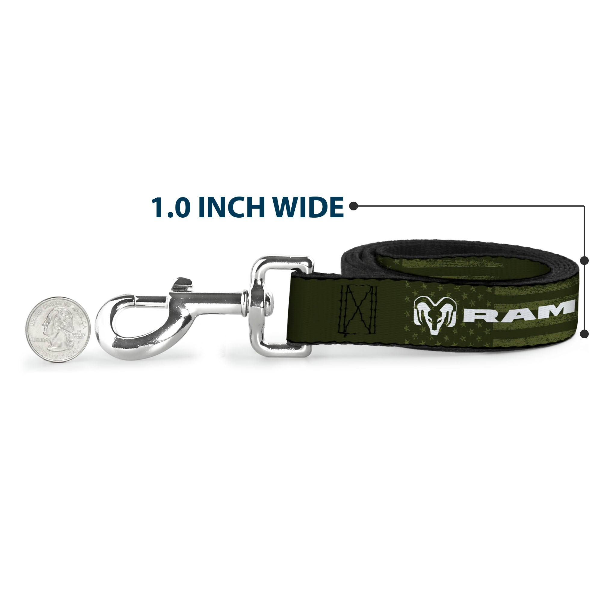 Dog Leash - RAM TRX Text and Logo Americana Weathered Olive/White Dog Leashes Ram