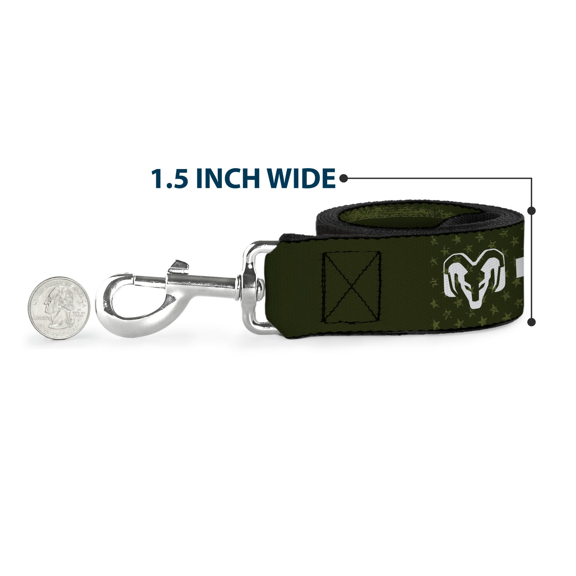 Dog Leash - RAM TRX Text and Logo Americana Weathered Olive/White Dog Leashes Ram