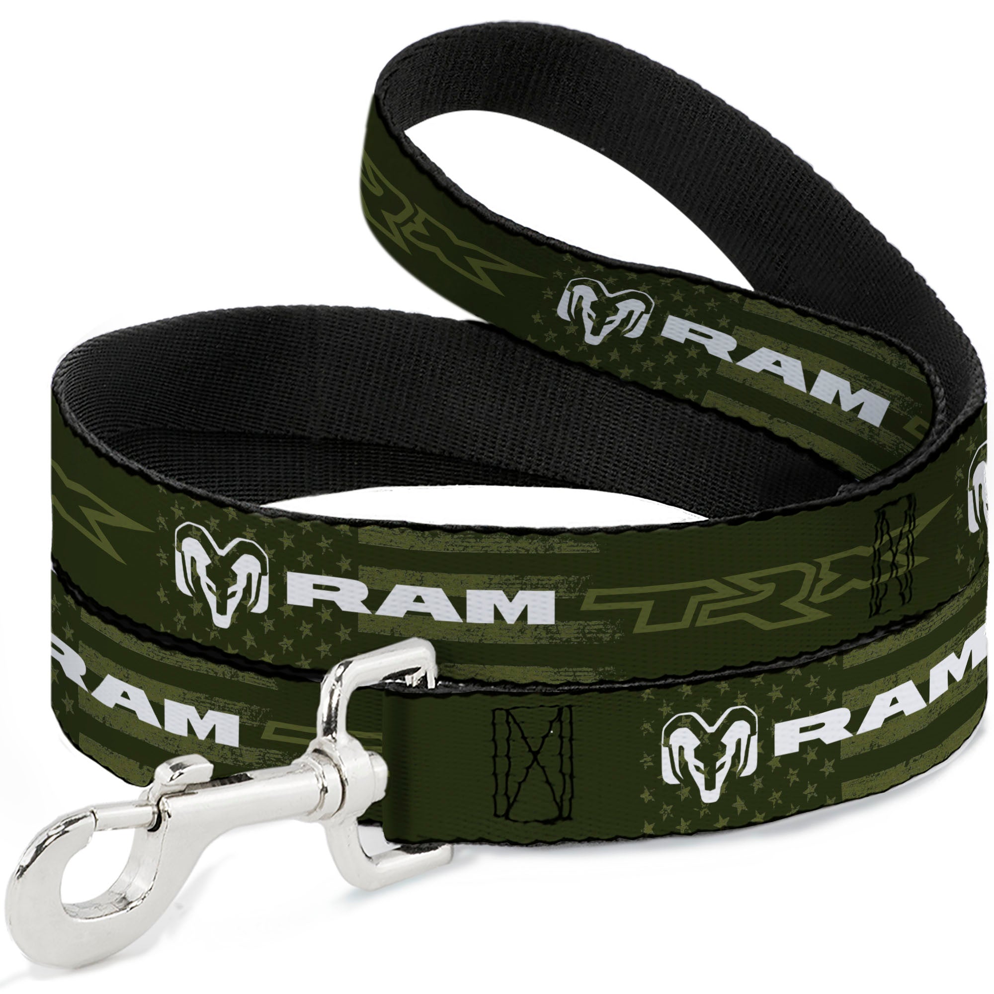 Dog Leash - RAM TRX Text and Logo Americana Weathered Olive/White Dog Leashes Ram