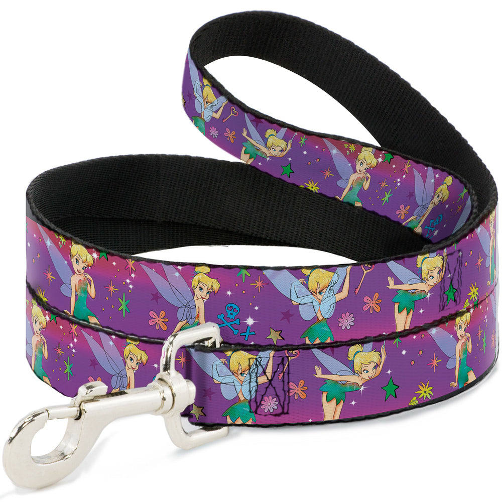 Dog Leash - Tinker Bell Poses/Flowers/Stars/Skull Purple Dog Leashes Disney