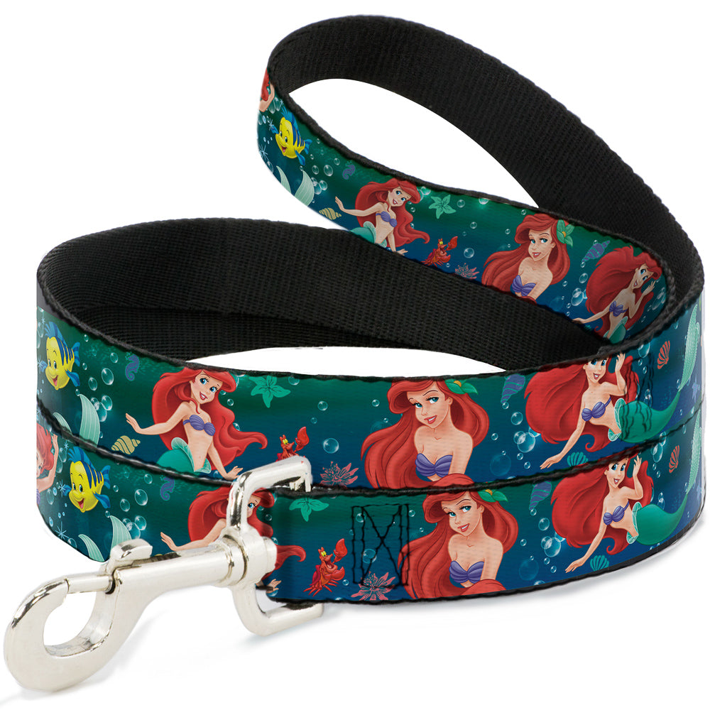 Dog Leash - Ariel Poses w/Flounder Green/Blue Fade Dog Leashes Disney