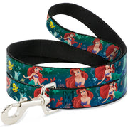 Dog Leash - Ariel Poses w/Flounder Green/Blue Fade Dog Leashes Disney