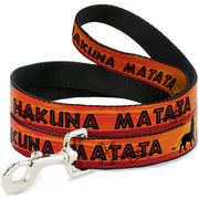 Dog Leash - Lion King HAKUNA MATATA Sunset Oranges/Black Dog Leashes Disney