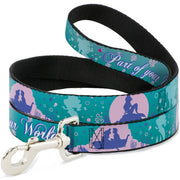 Dog Leash - Little Mermaid Silhouette Scenes PART OF YOUR WORLD Blues Dog Leashes Disney