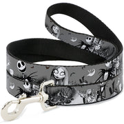 Dog Leash - NBC Jack & Sally Cemetery Scene Gray/Black/White Dog Leashes Disney
