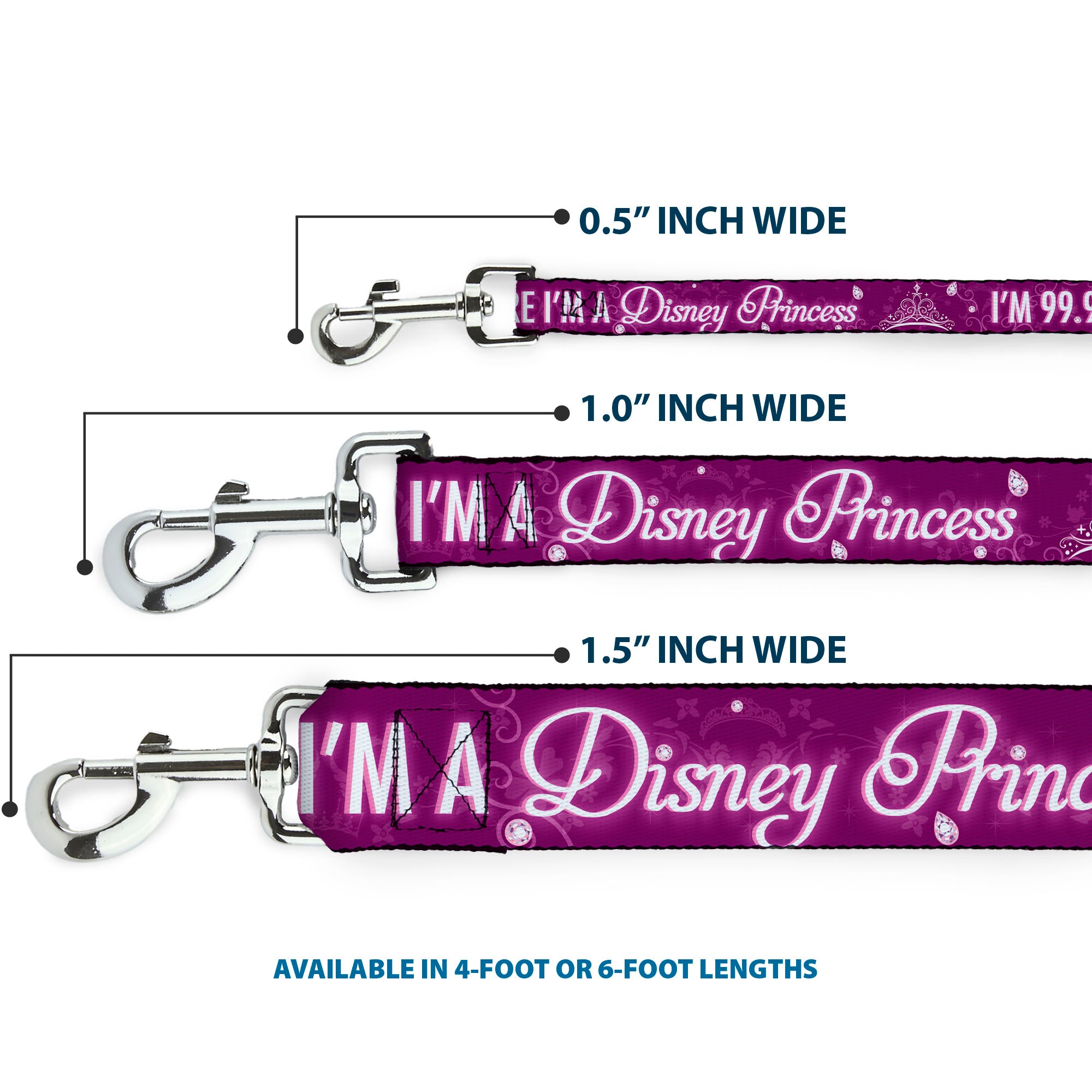 Dog Leash - I'M 99.9% SURE I'M A DISNEY PRINCESS Pinks/White Dog Leashes Disney