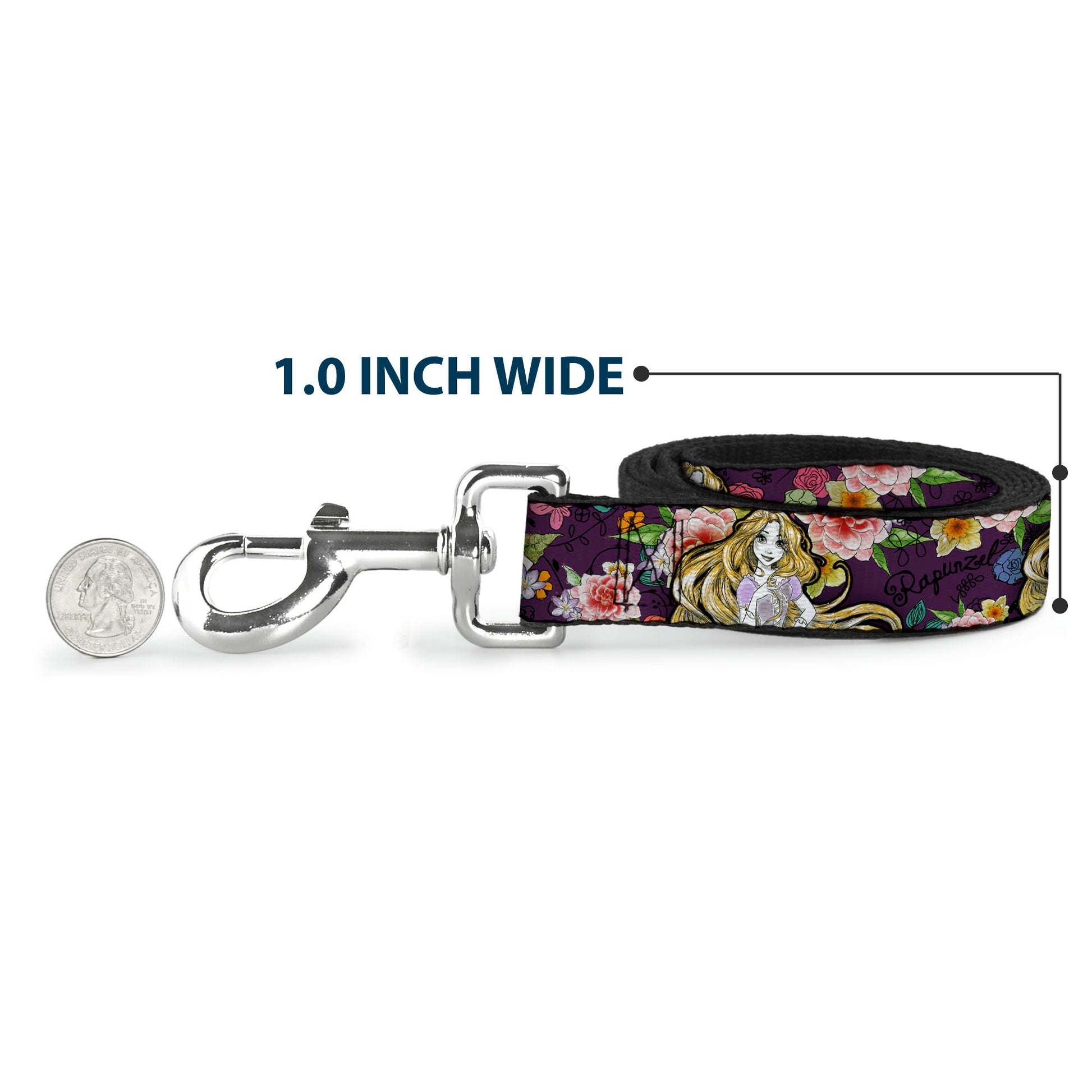 Dog Leash - Rapunzel Poses/Floral Collage Sketch Purple Dog Leashes Disney