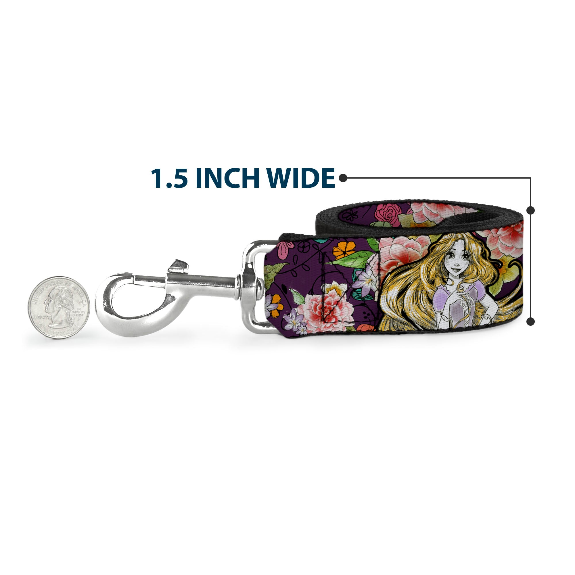 Dog Leash - Rapunzel Poses/Floral Collage Sketch Purple Dog Leashes Disney