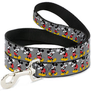 Dog Leash - Mickey Mouse w/Glasses Poses Gray Dog Leashes Disney
