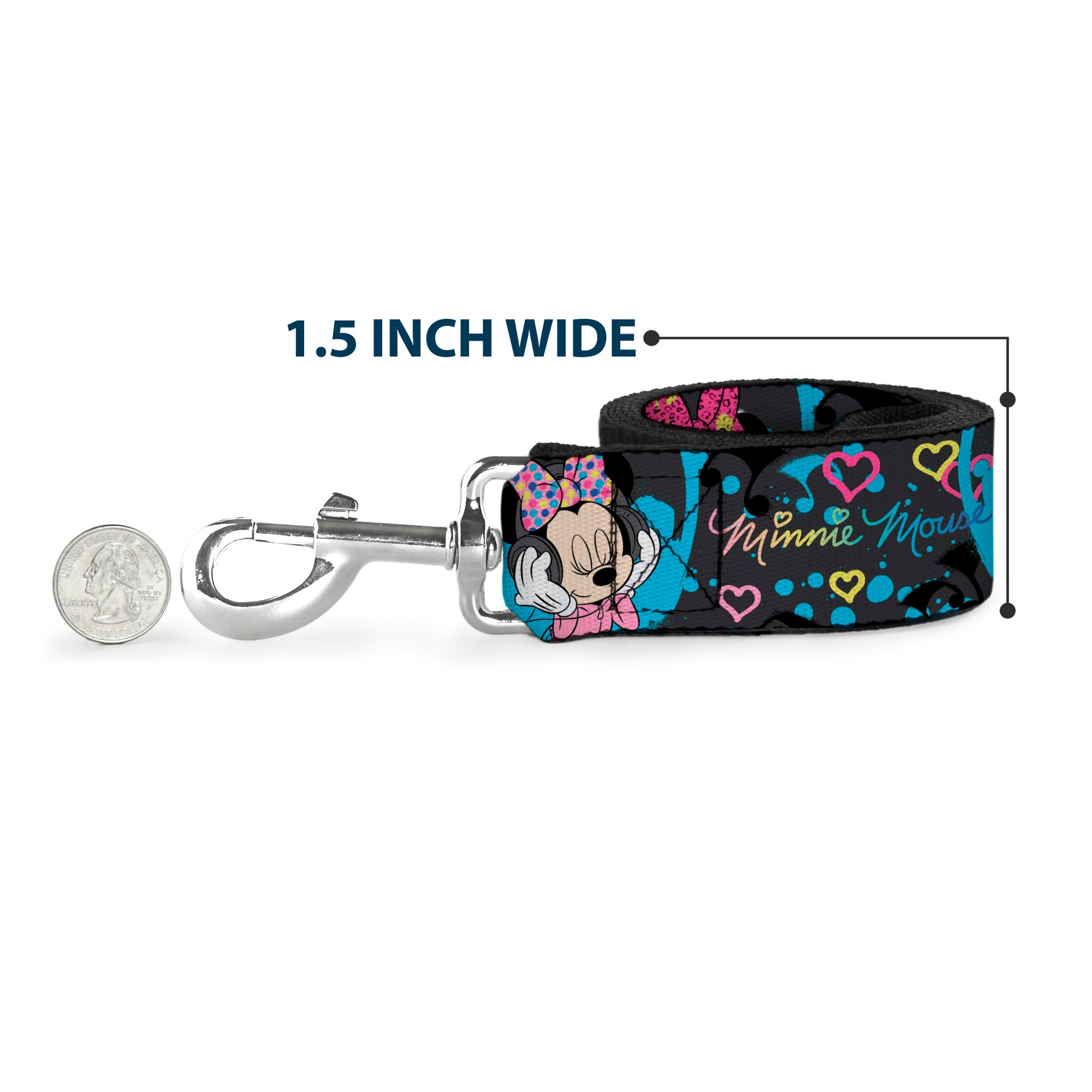 Dog Leash - Minnie Mouse Hoody & Headphone Poses Gray/Multi Color Dog Leashes Disney