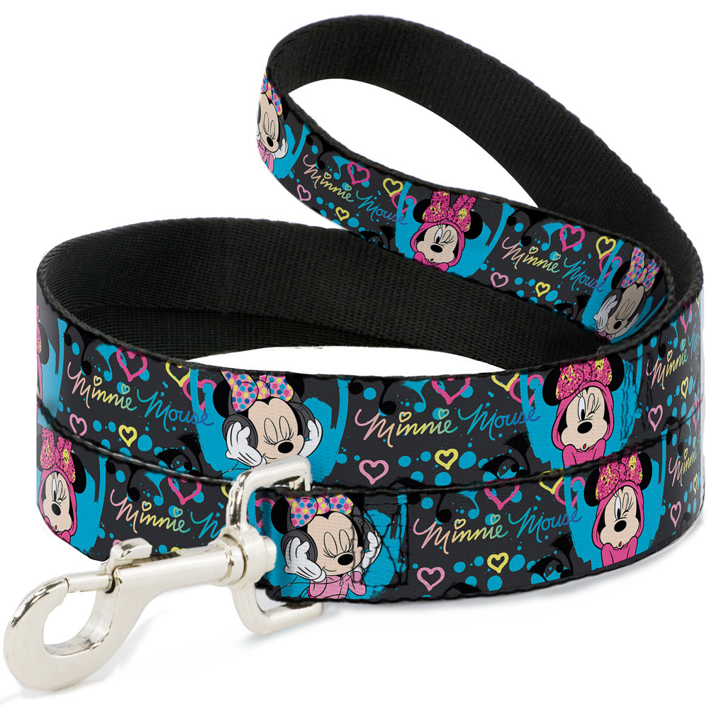 Dog Leash - Minnie Mouse Hoody & Headphone Poses Gray/Multi Color Dog Leashes Disney