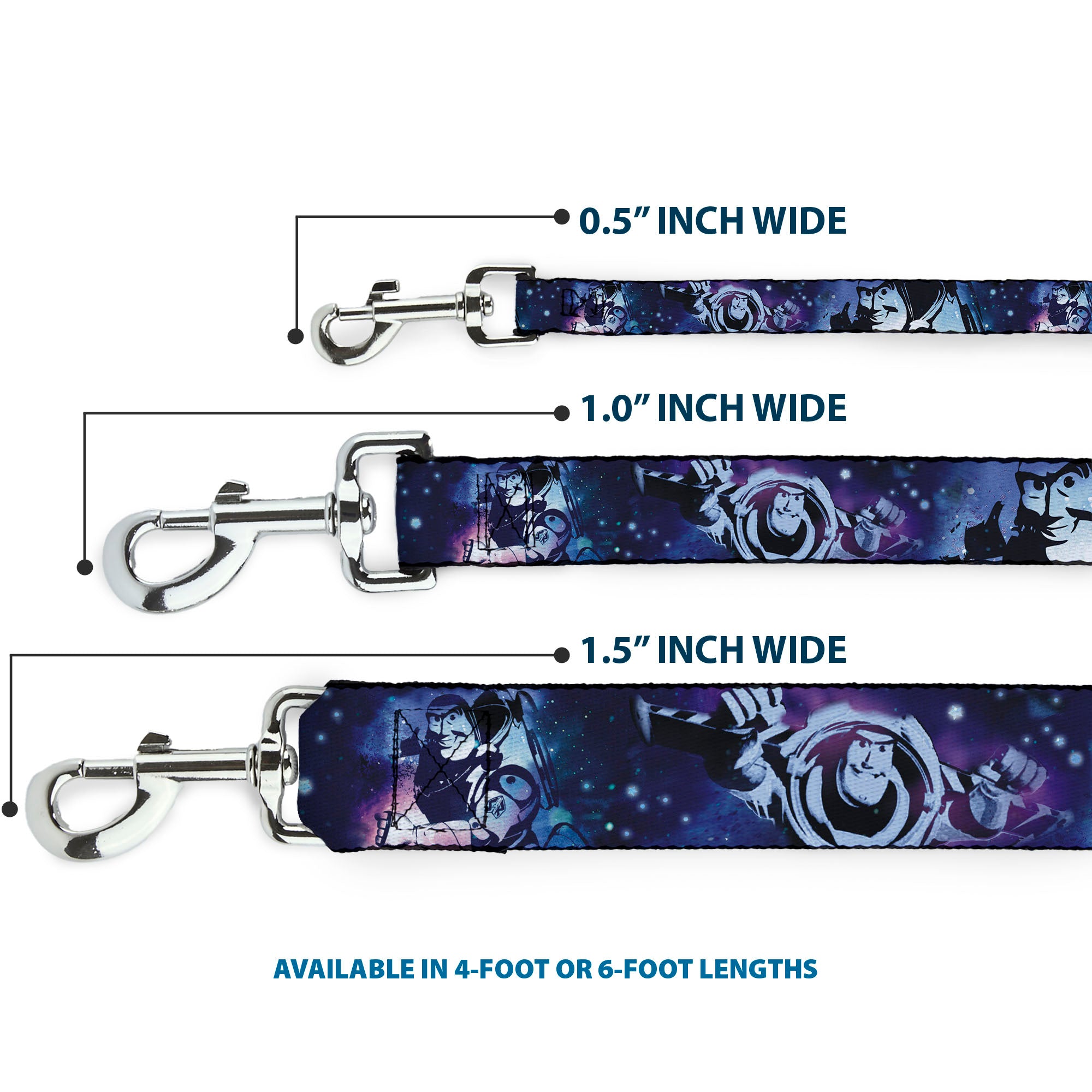 Dog Leash - Buzz Lightyear Poses Galaxy Blues Dog Leashes Disney