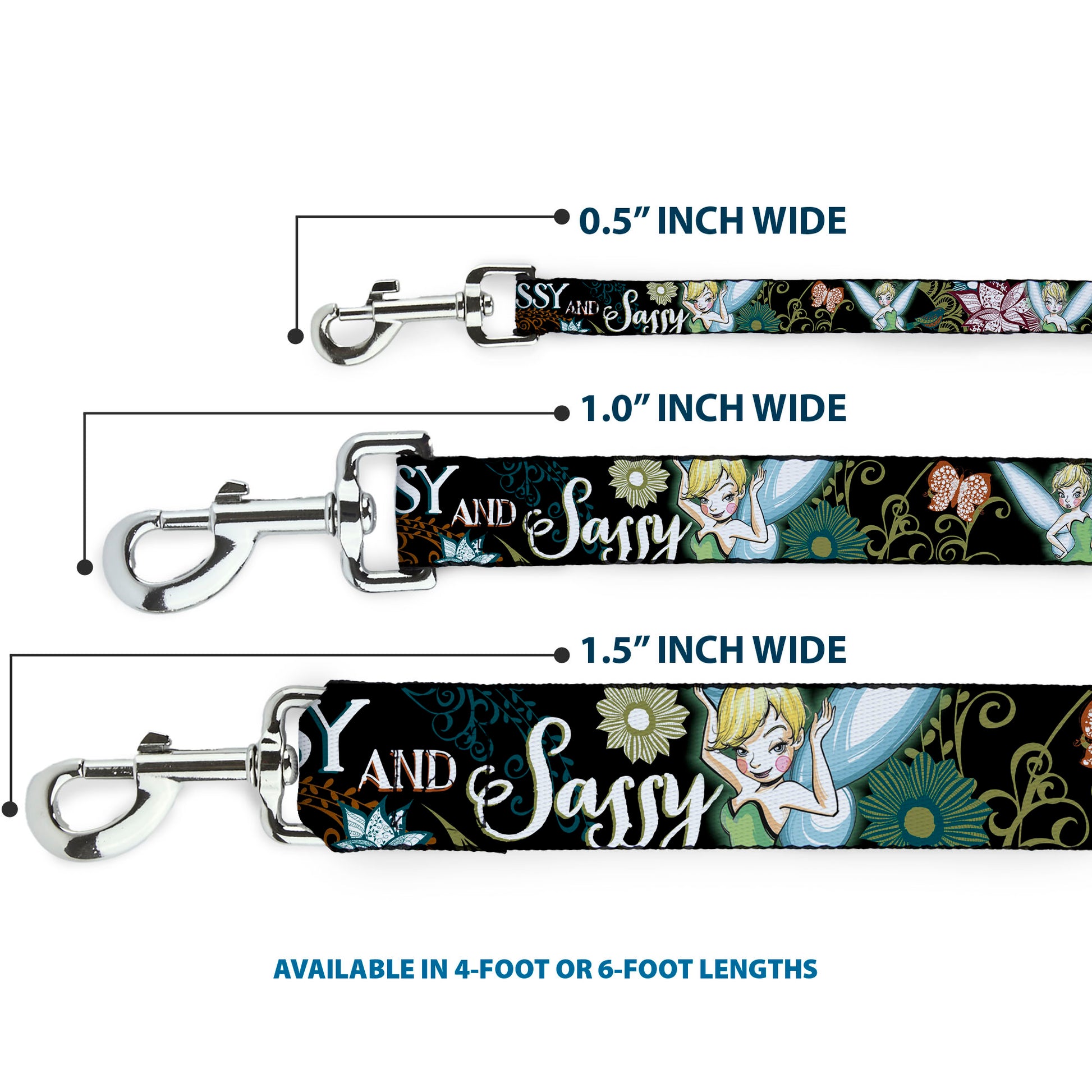 Dog Leash - Tinker Bell Floral Collage CLASSY AND SASSY Dog Leashes Disney