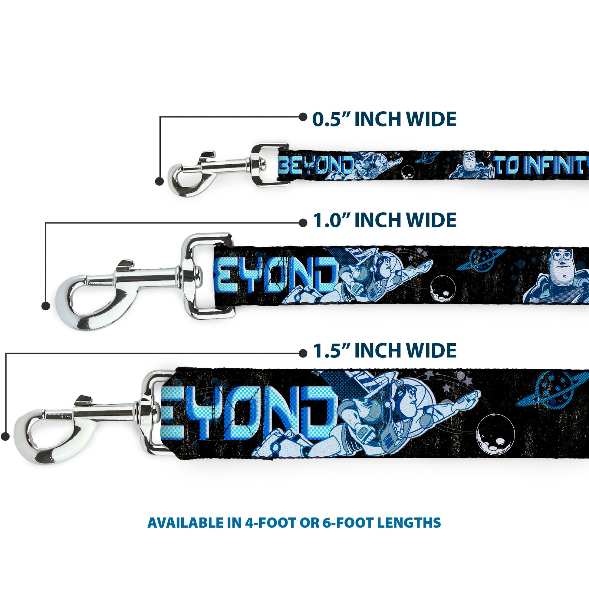 Dog Leash - Buzz Poses/Stars TO INFINITY AND BEYOND Black/Blues Dog Leashes Disney