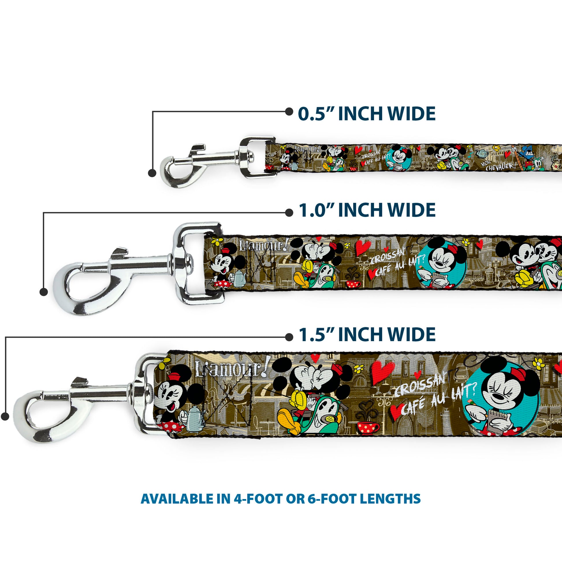 Dog Leash - Mickey & Minnie Croissant de Triomphe Scenes Dog Leashes Disney