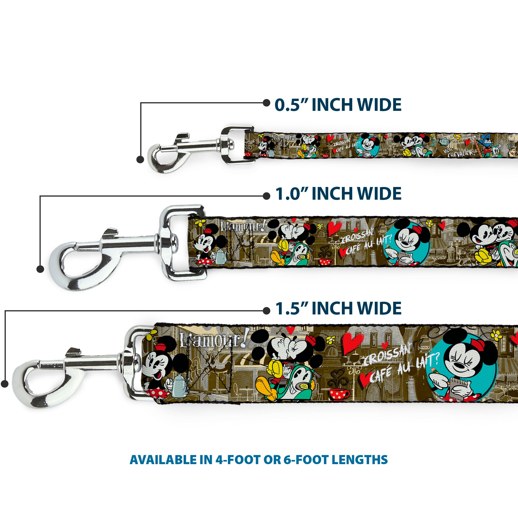 Dog Leash - Mickey & Minnie Croissant de Triomphe Scenes Dog Leashes Disney