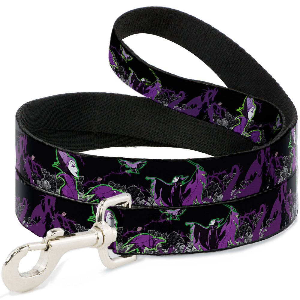 Dog Leash - Maleficent & Diablo Black Roses/Purples Dog Leashes Disney