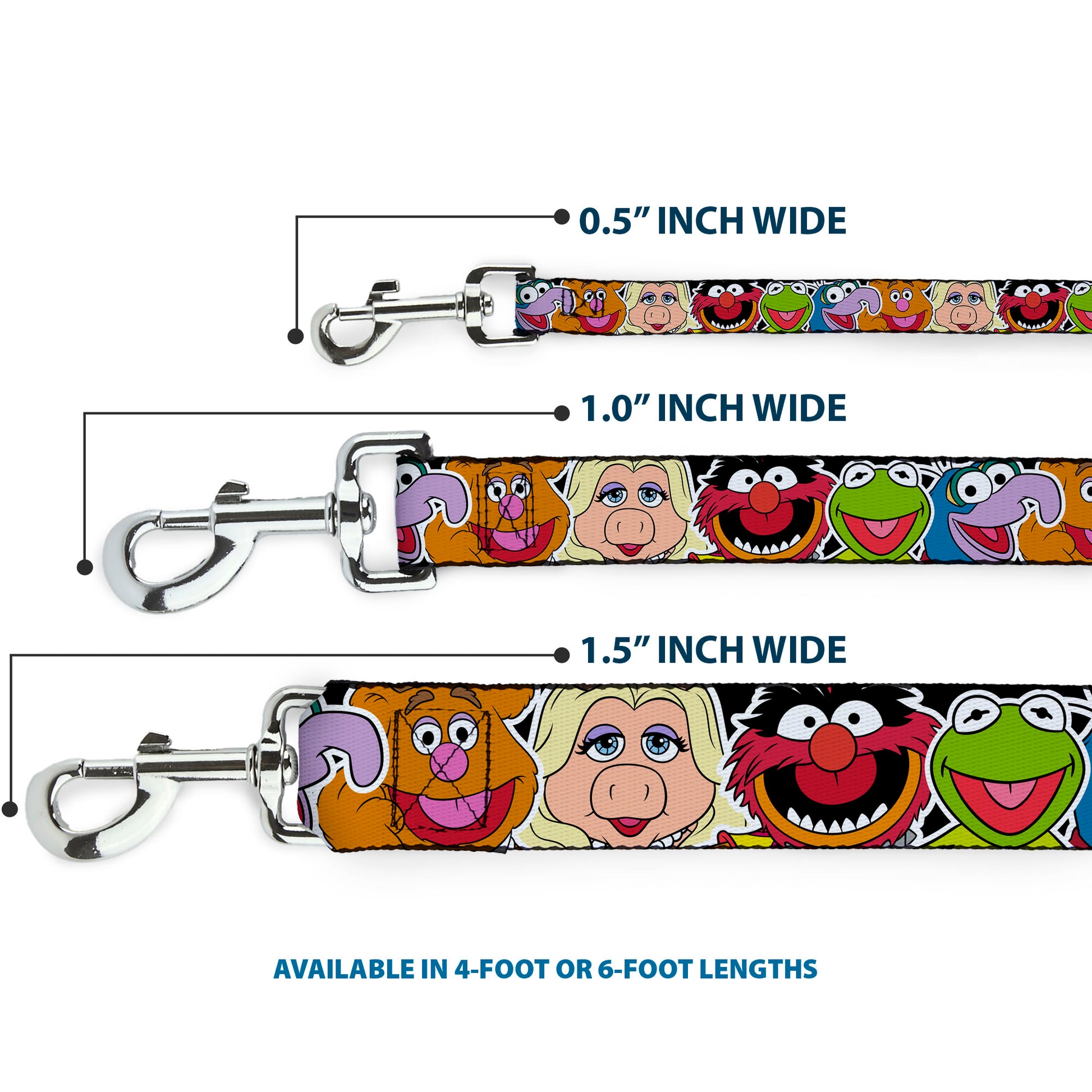 Dog Leash - Muppets Faces CLOSE-UP Black Dog Leashes Disney