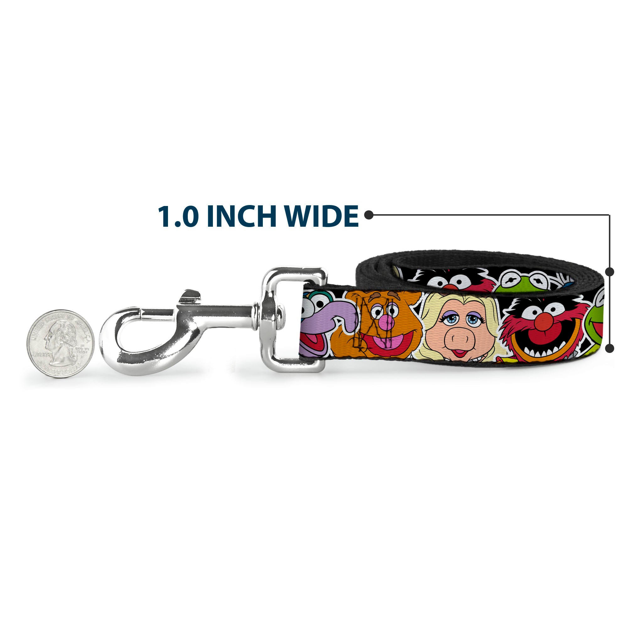 Dog Leash - Muppets Faces CLOSE-UP Black Dog Leashes Disney