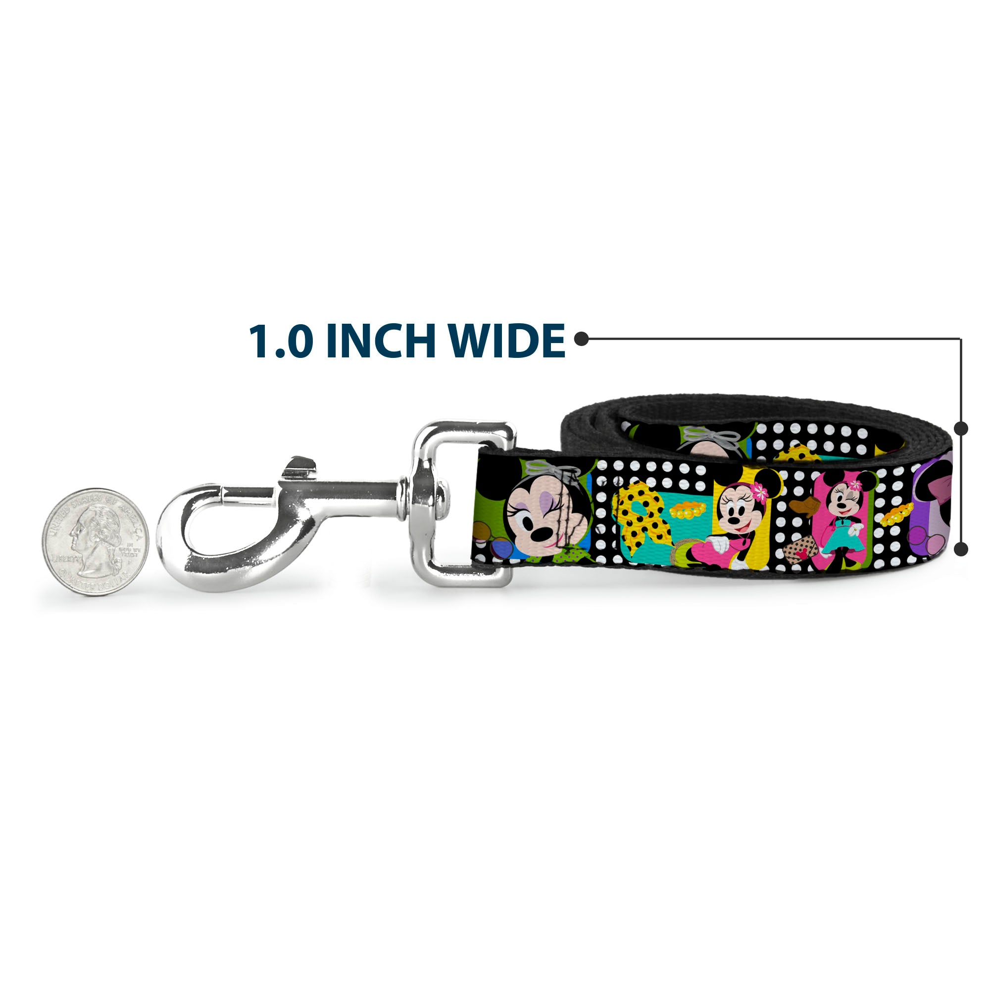 Dog Leash - Mini Minnie Fashion Poses/Polka Dot Black/White/Multi Color Dog Leashes Disney