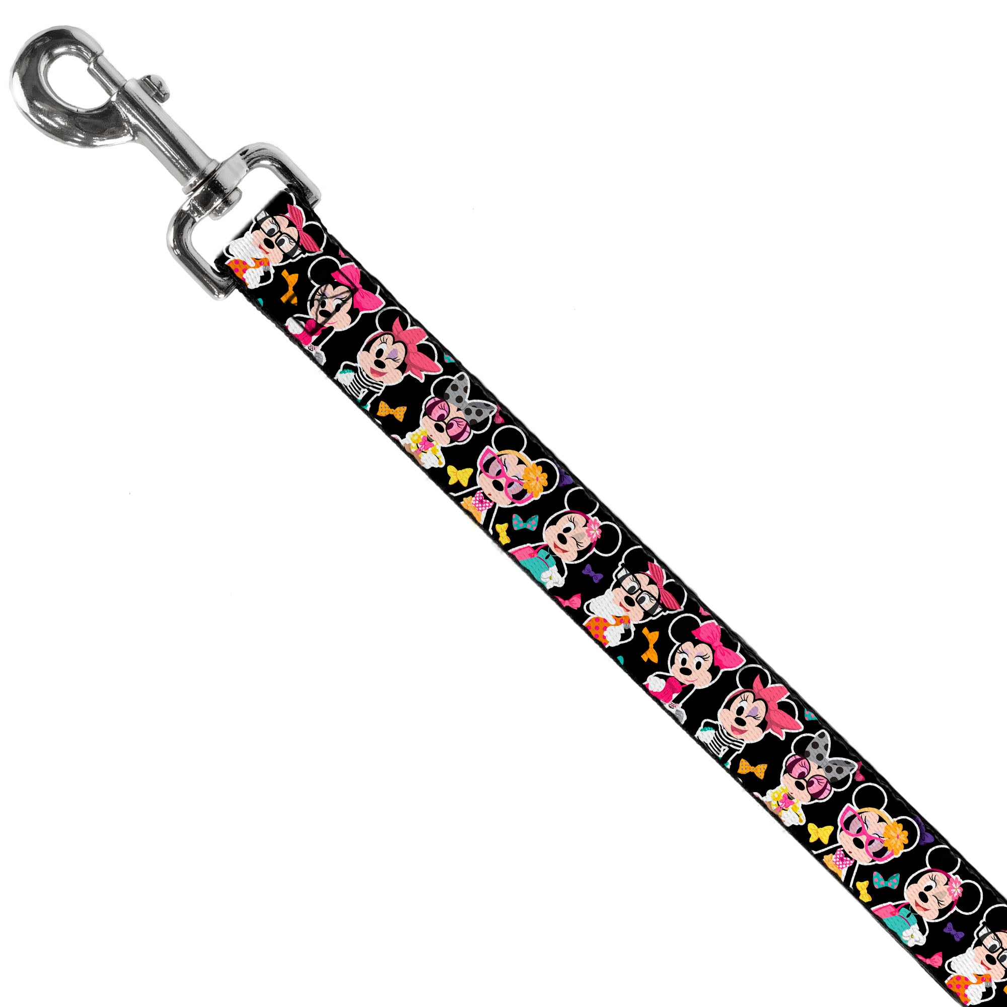 Dog Leash - Mini Minnie Expressions/Bows Black/Multi Color Dog Leashes Disney