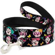 Dog Leash - Mini Minnie Expressions/Bows Black/Multi Color Dog Leashes Disney