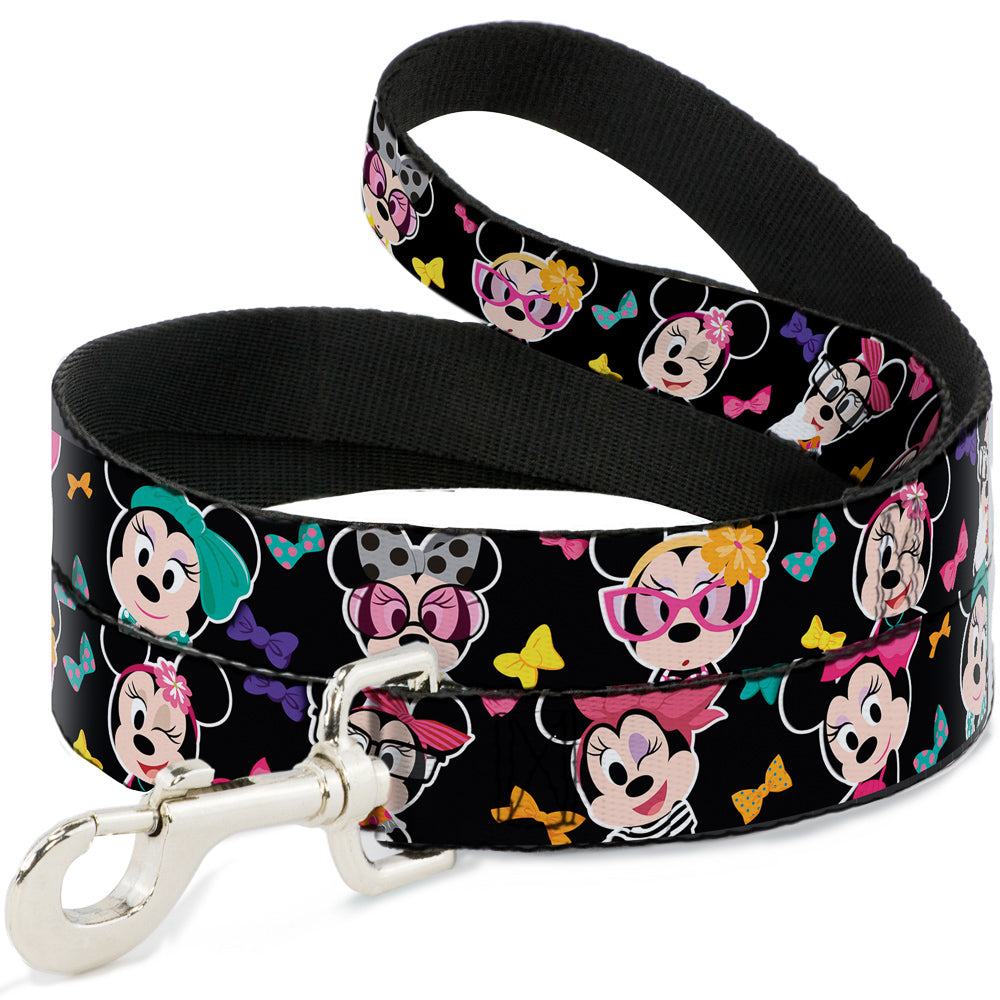 Dog Leash - Mini Minnie Expressions/Bows Black/Multi Color Dog Leashes Disney