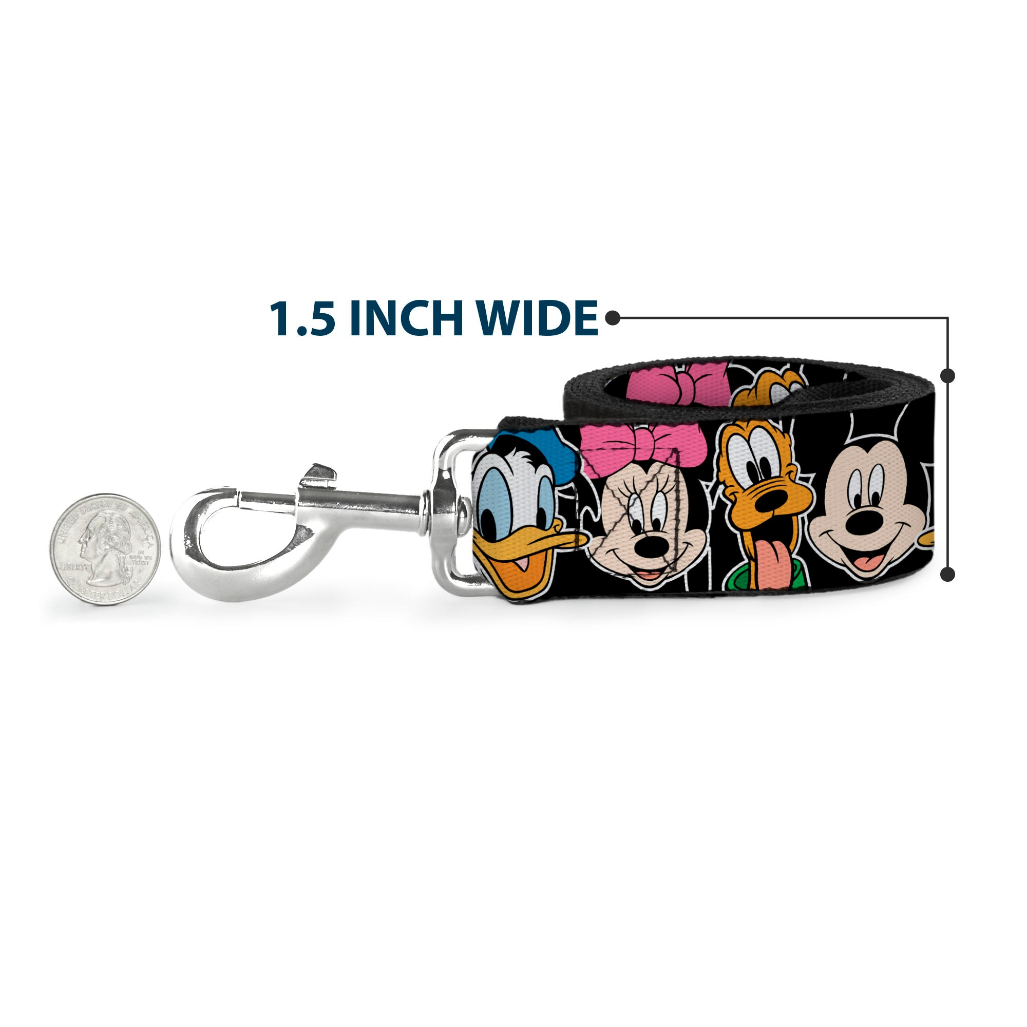 Dog Leash - Classic Disney Character Faces Black Dog Leashes Disney