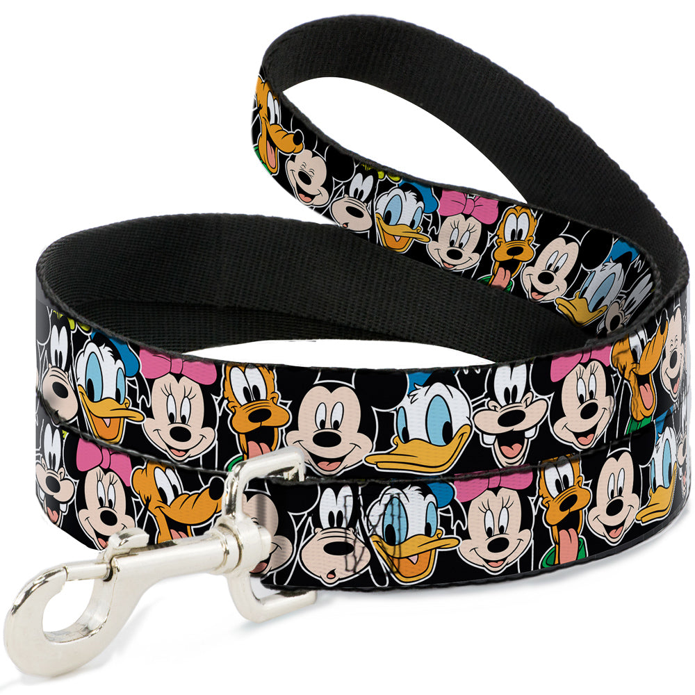 Dog Leash - Classic Disney Character Faces Black Dog Leashes Disney