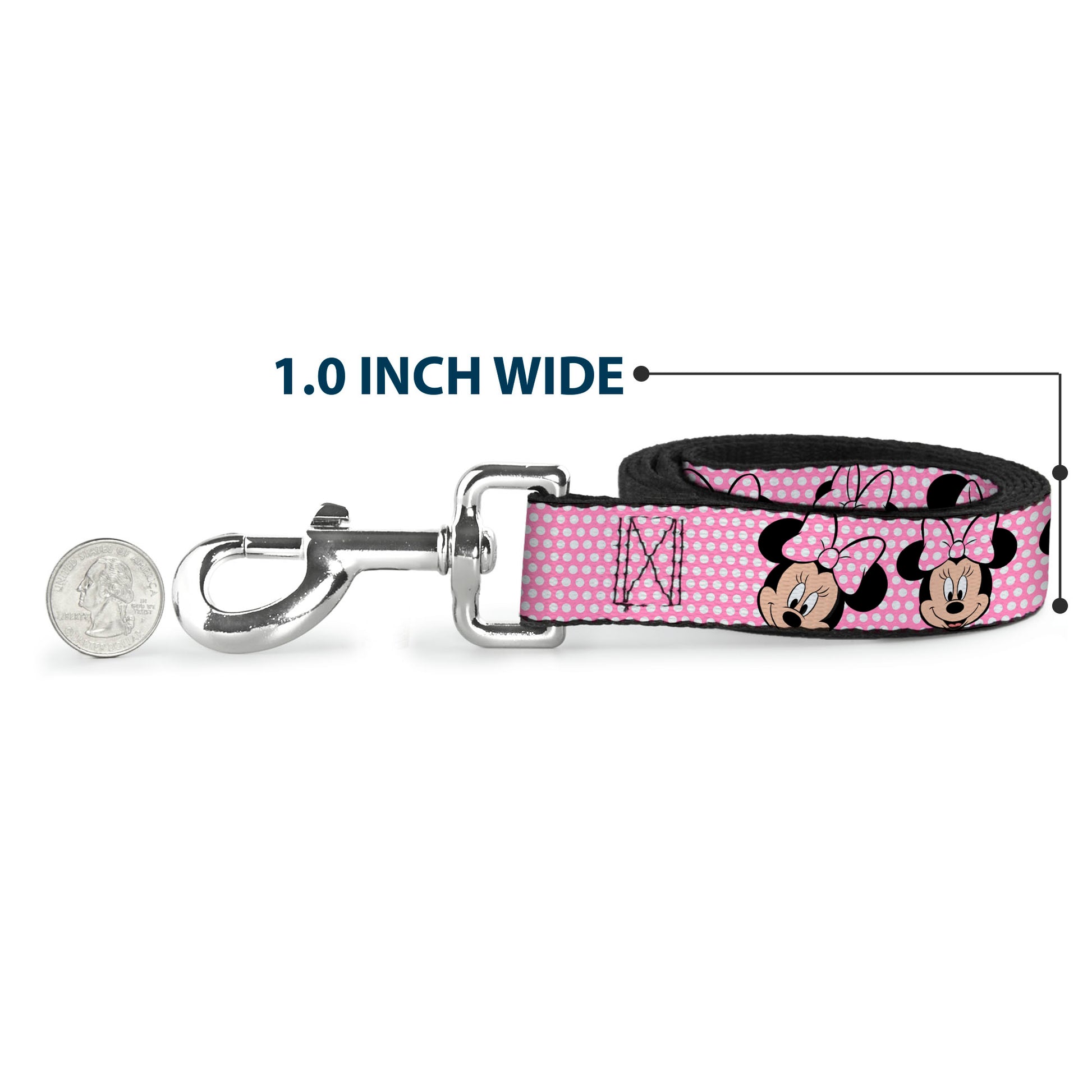 Dog Leash - Minnie Mouse Expressions Polka Dot Pink/White Dog Leashes Disney
