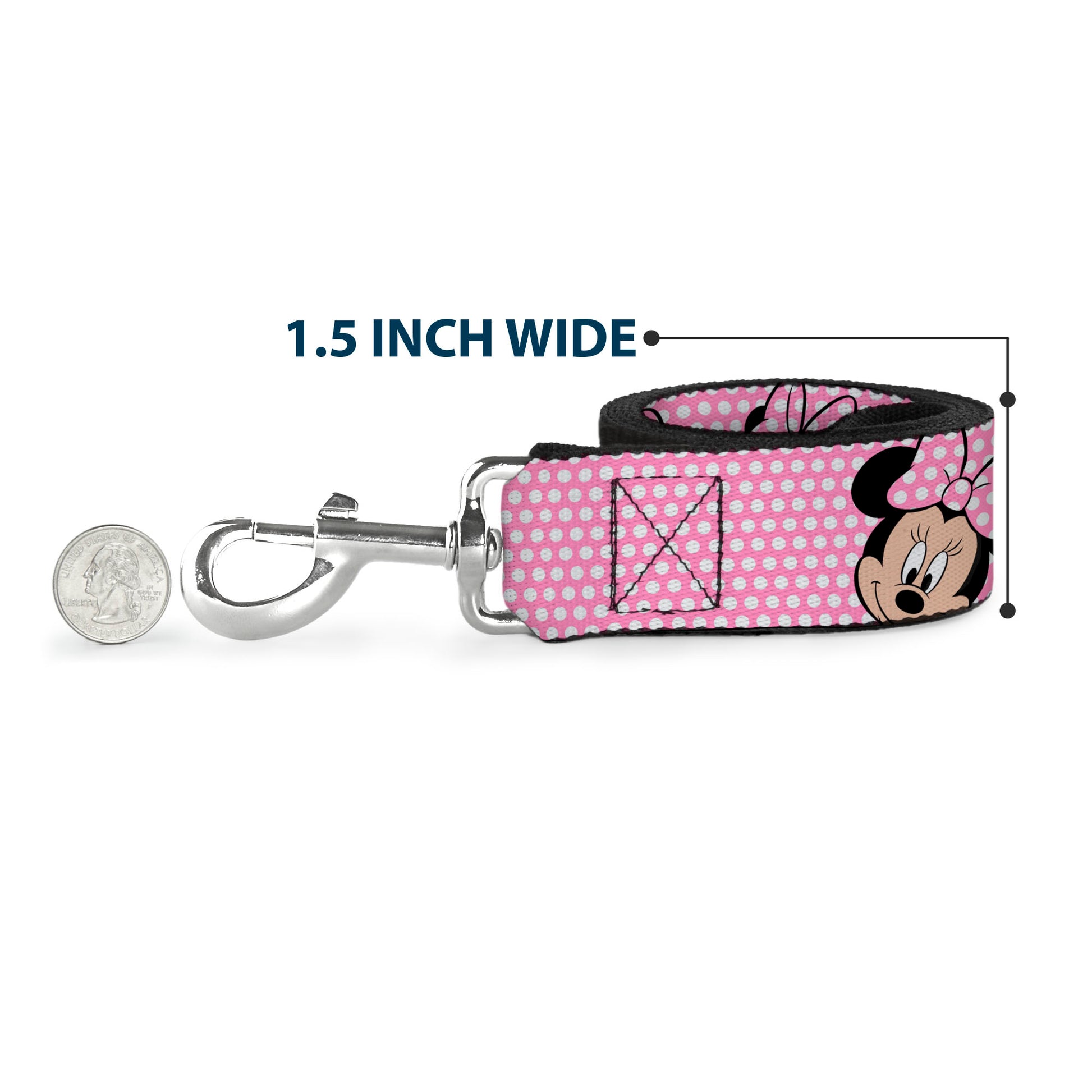 Dog Leash - Minnie Mouse Expressions Polka Dot Pink/White Dog Leashes Disney