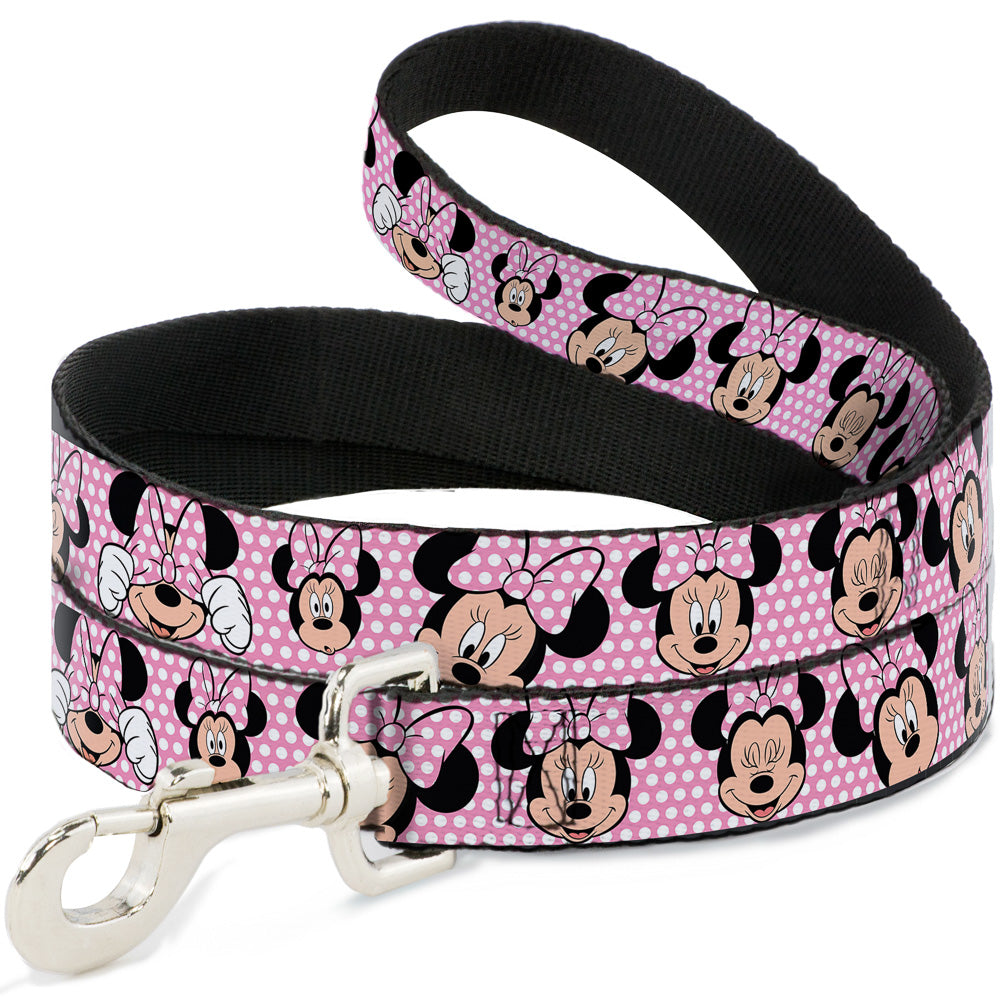 Dog Leash - Minnie Mouse Expressions Polka Dot Pink/White Dog Leashes Disney