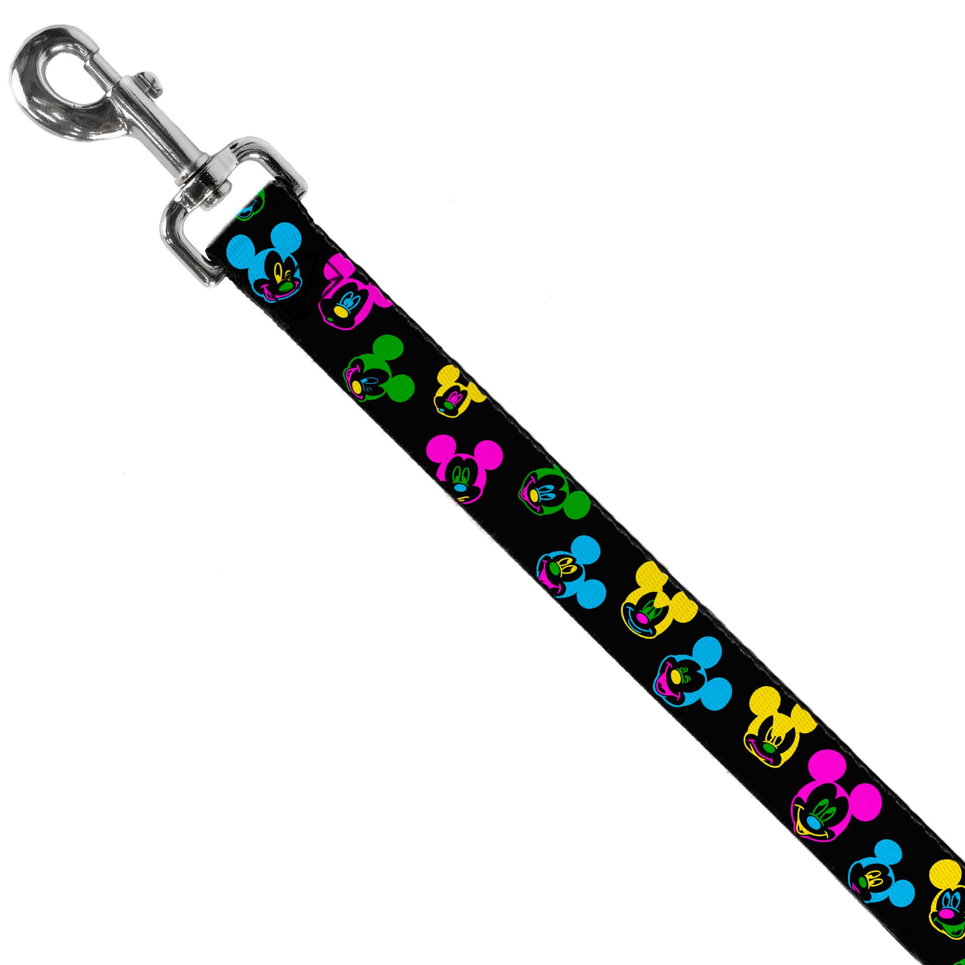 Dog Leash - Mickey Mouse Expressions Scattered Black/Multi Neon Dog Leashes Disney