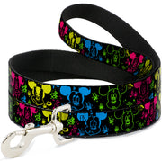 Dog Leash - Mickey Expressions/Paint Splatter Black/Multi Neon Dog Leashes Disney