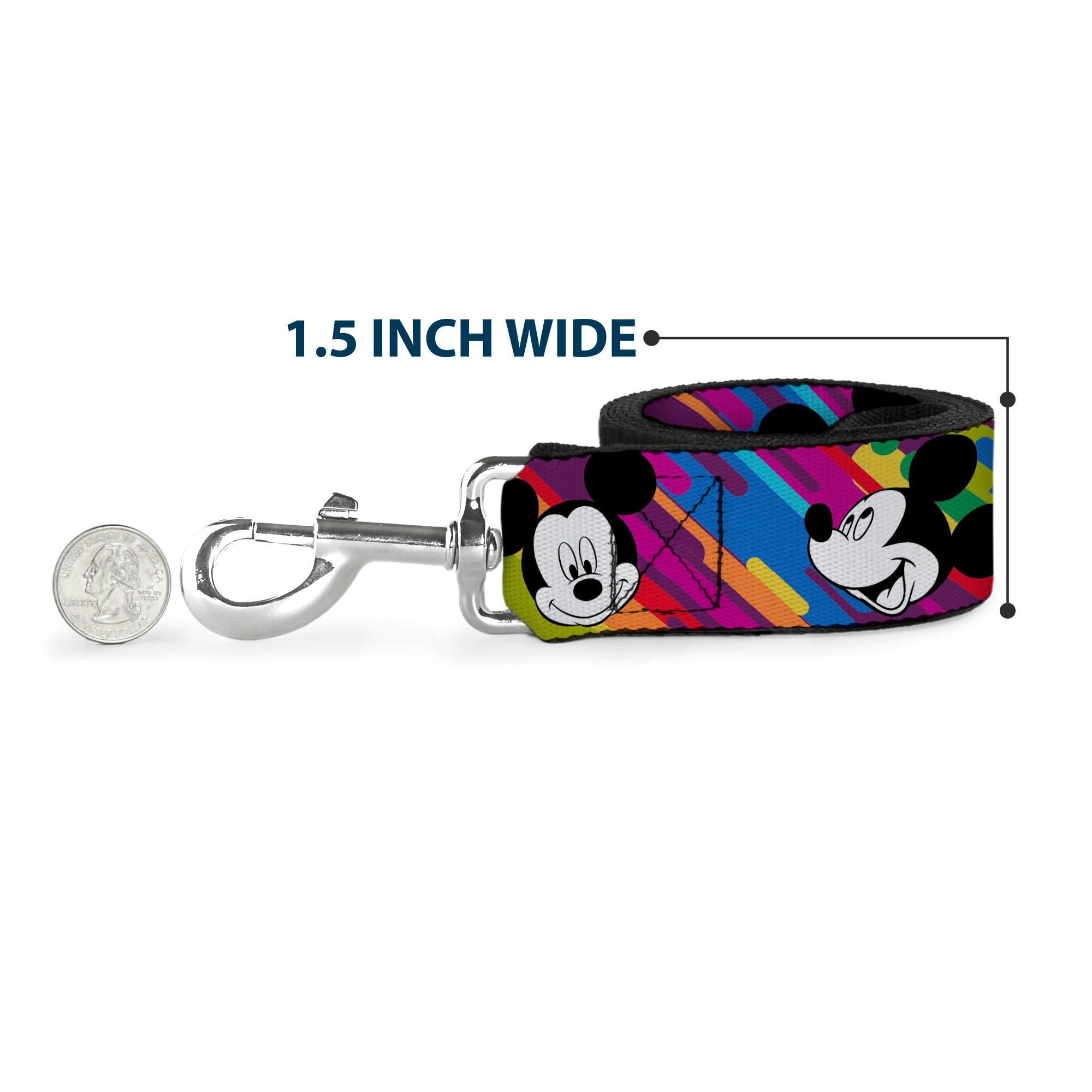 Dog Leash - Mickey Mouse Expressions Multi Color White/Black Dog Leashes Disney