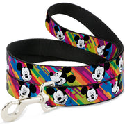 Dog Leash - Mickey Mouse Expressions Multi Color White/Black Dog Leashes Disney