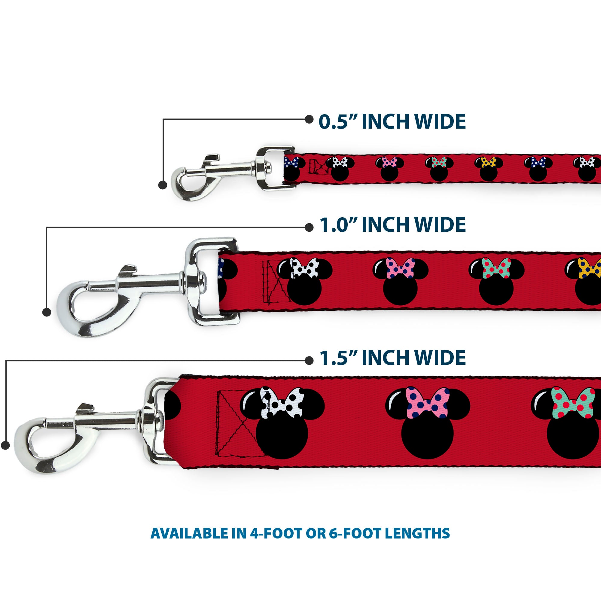 Dog Leash - Minnie Mouse Silhouette Red/Black/Polka Dot Dog Leashes Disney