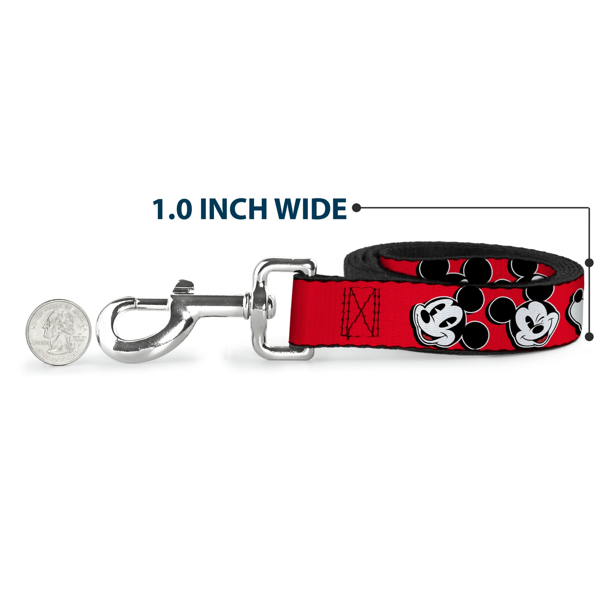 Dog Leash - Mickey Mouse Expressions Red/Black/White Dog Leashes Disney