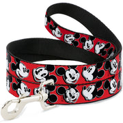 Dog Leash - Mickey Mouse Expressions Red/Black/White Dog Leashes Disney
