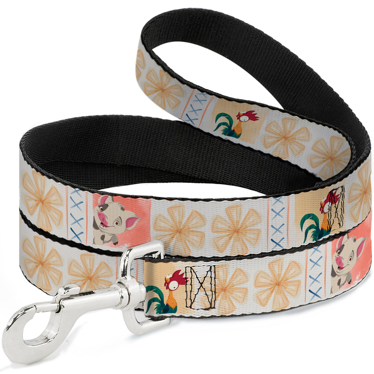 Dog Leash - Moana Pua and Hei Hei Pose Blocks White/Multi Color Dog Leashes Disney