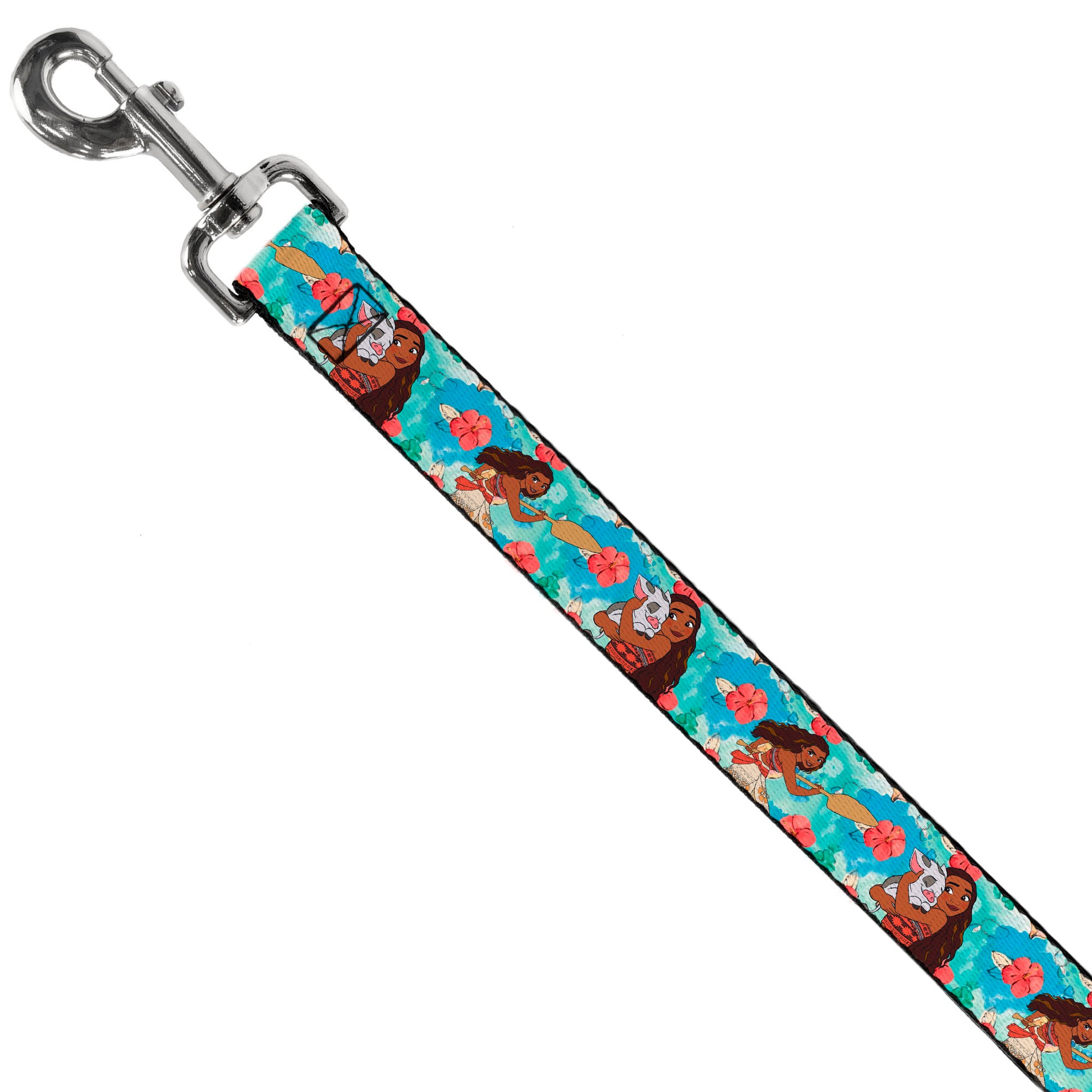 Dog Leash - Moana Poses and Pua Flowers Blues Dog Leashes Disney