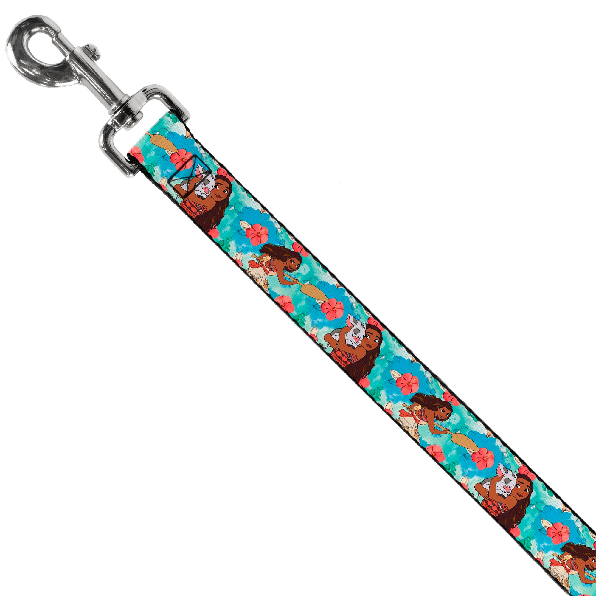 Dog Leash - Moana Poses and Pua Flowers Blues Dog Leashes Disney