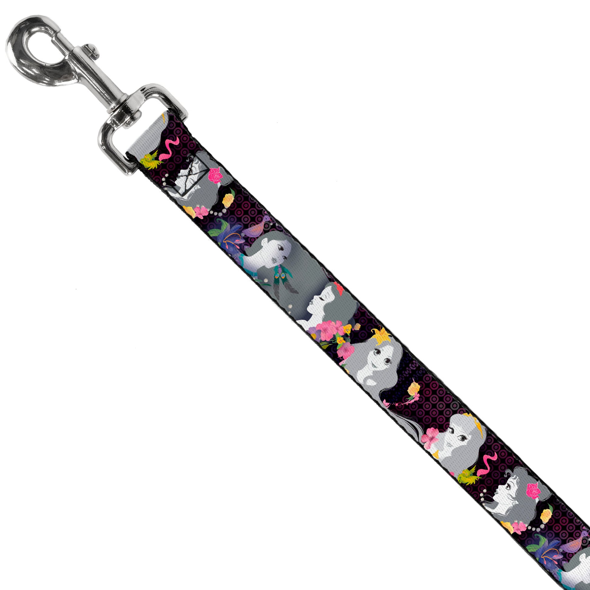 Dog Leash - Princess Silhouettes Dots Black/Purple/Gray/Multi Color Dog Leashes Disney