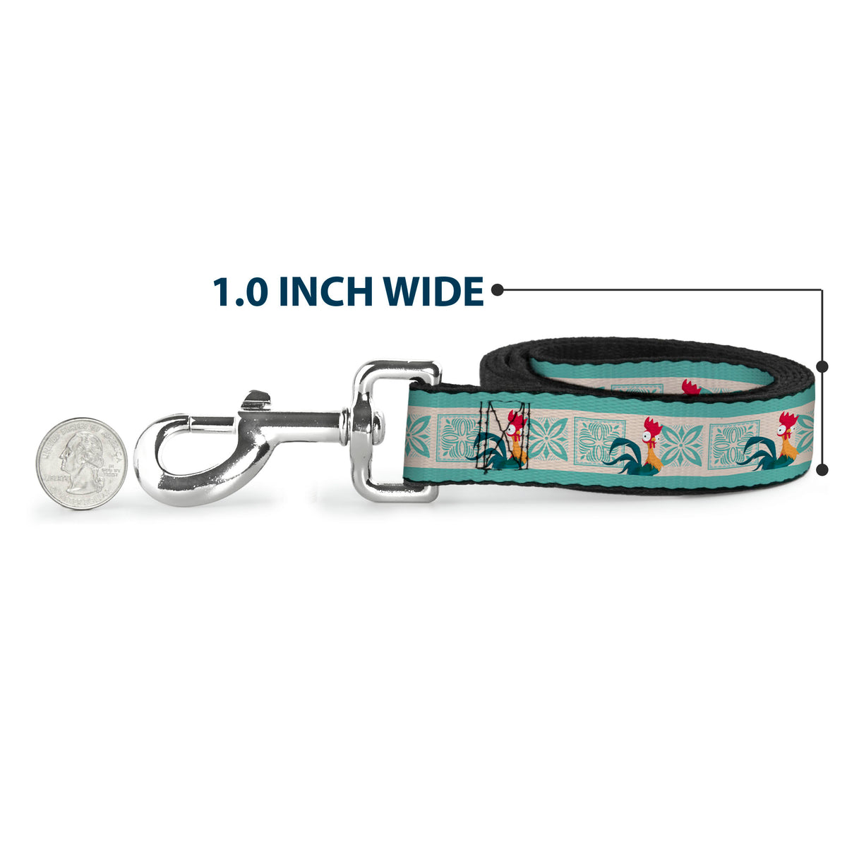 Dog Leash - Moana Hei Hei the Rooster Pose and Icon Blocks White/Light Green Dog Leashes Disney