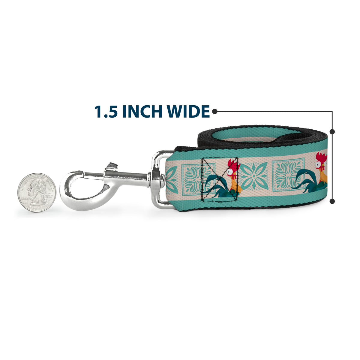 Dog Leash - Moana Hei Hei the Rooster Pose and Icon Blocks White/Light Green Dog Leashes Disney