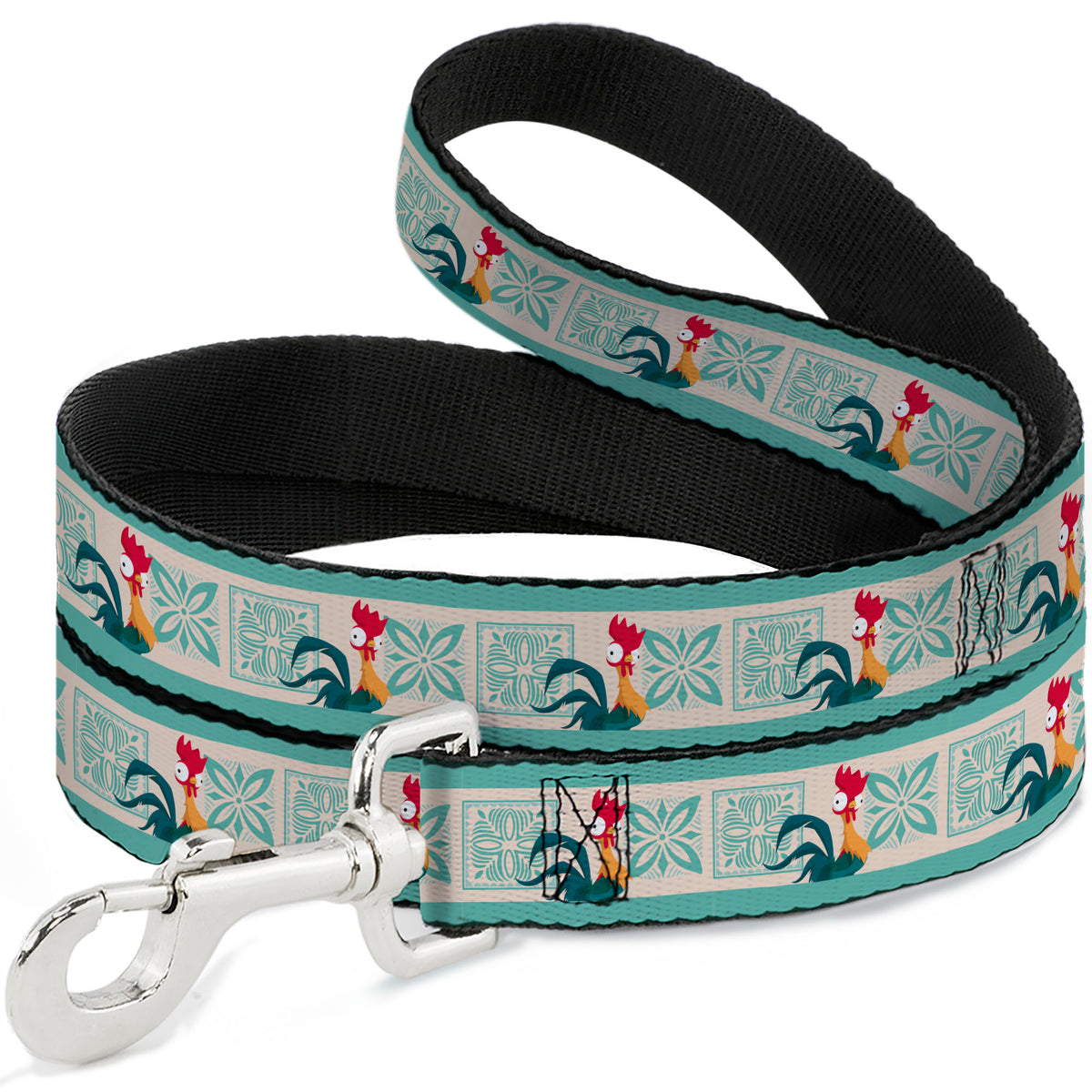 Dog Leash - Moana Hei Hei the Rooster Pose and Icon Blocks White/Light Green Dog Leashes Disney
