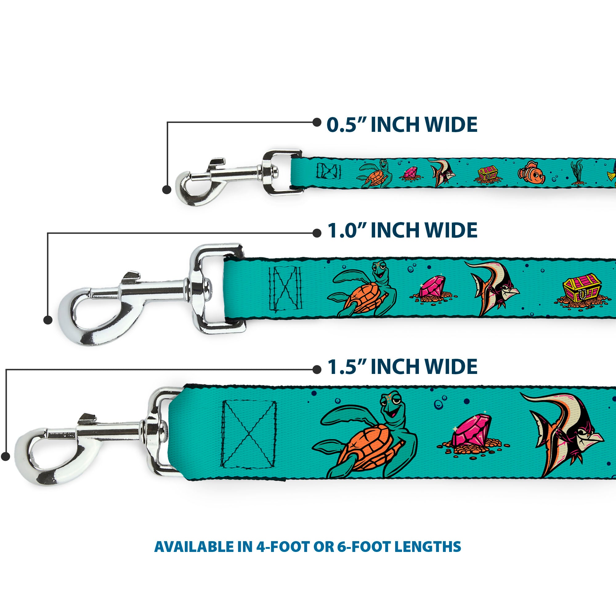 Dog Leash - Finding Nemo Fish and Under Sea Treasures Aqua Blue Dog Leashes Disney