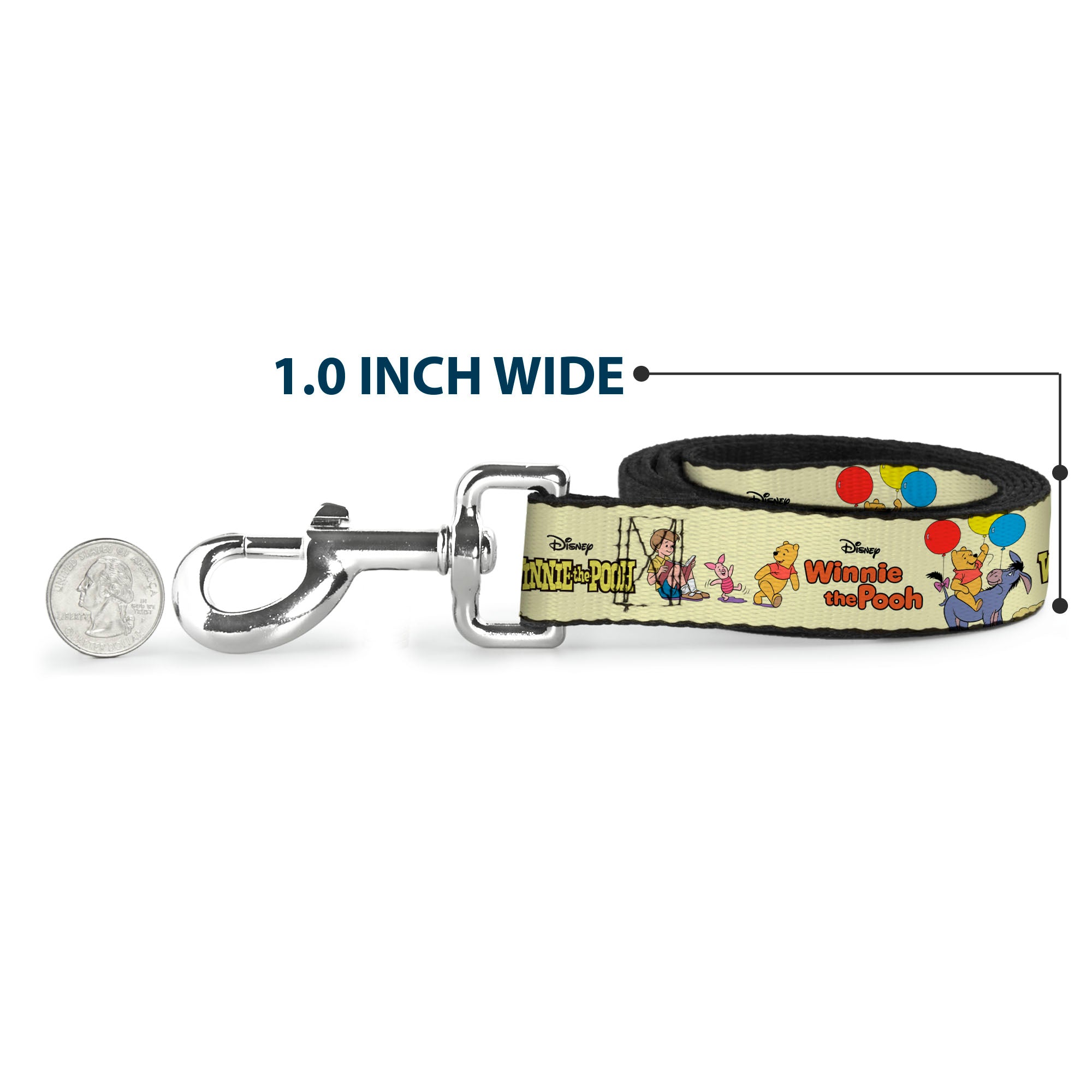 Dog Leash - WINNIE THE POOH and Friends Poses and Title Logos Light Yellow Dog Leashes Disney