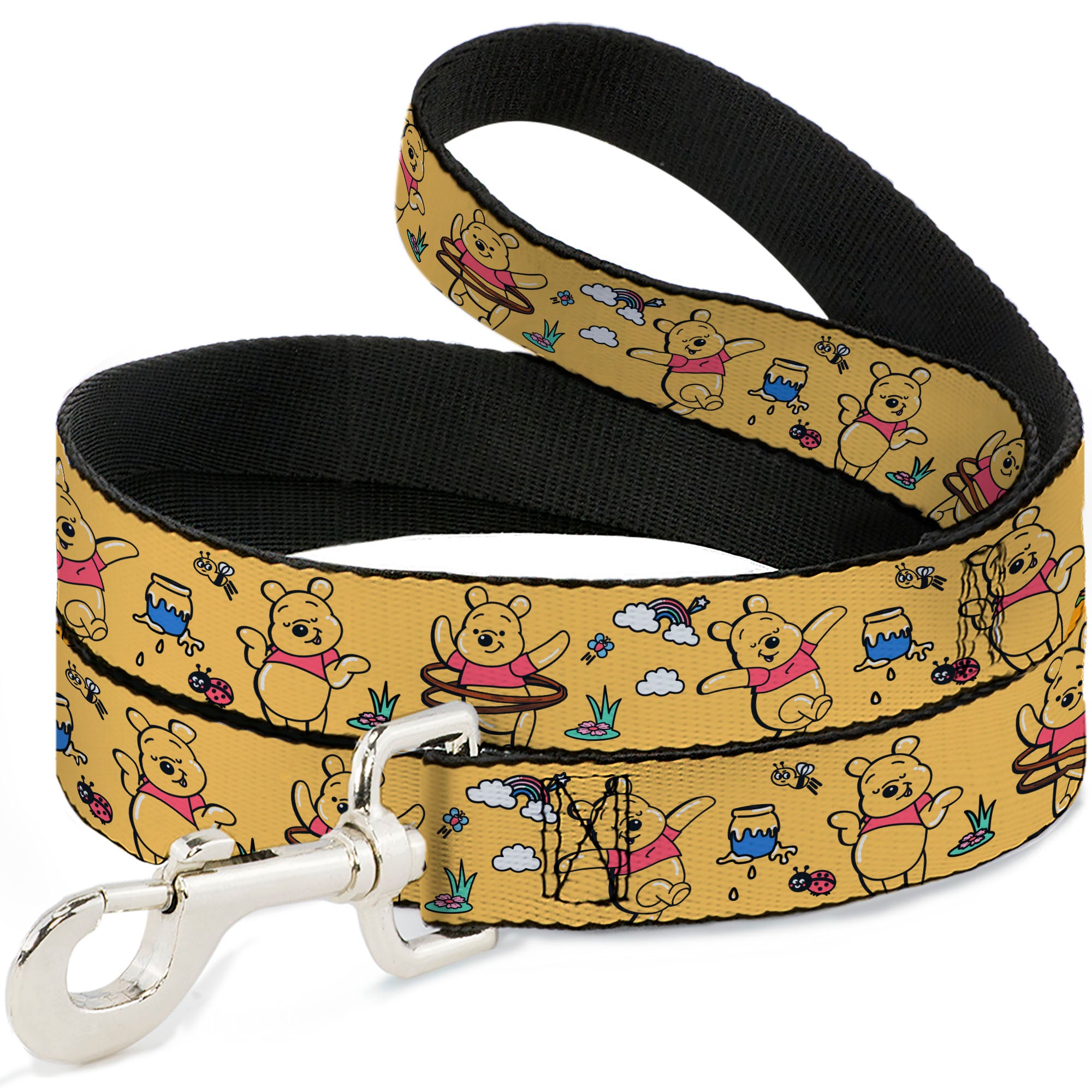Dog Leash - Winnie the Pooh Happy Poses Golden Yellow Dog Leashes Disney